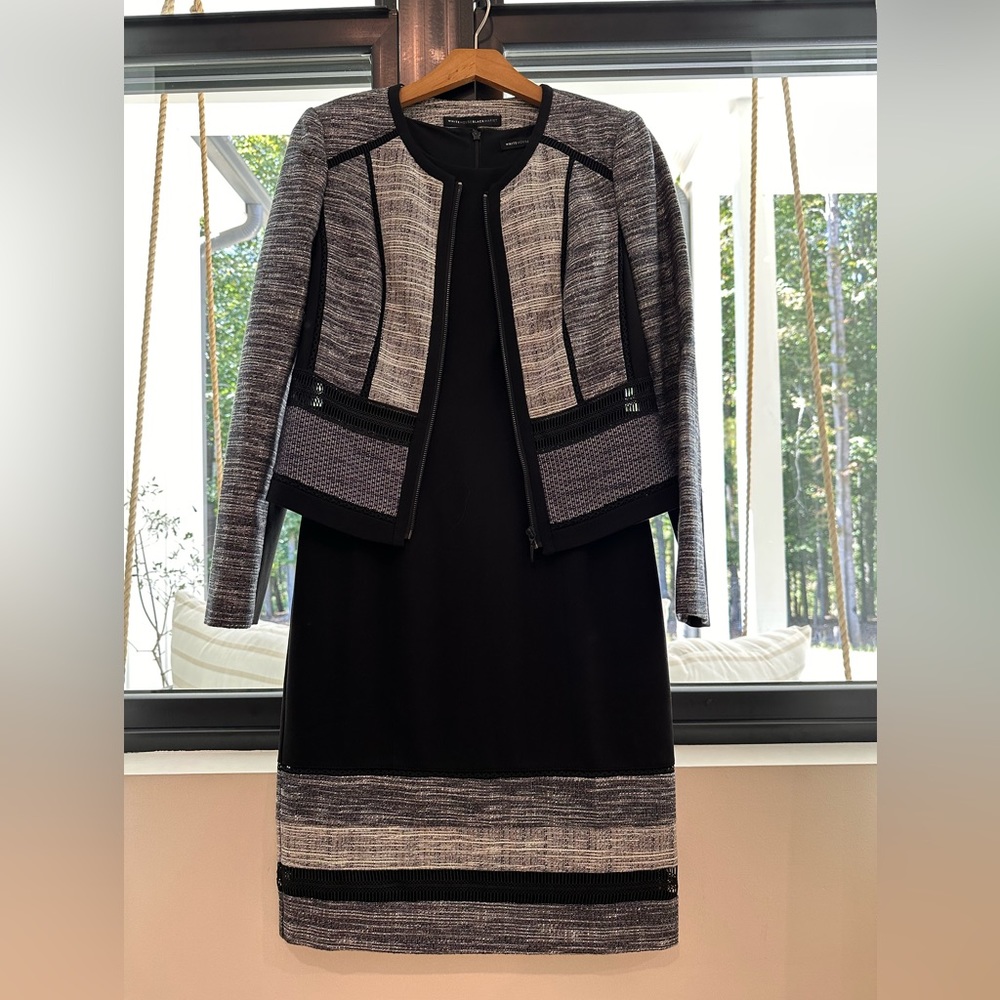 Matching Dress and Jacket Set- Black/ grey/ white (Size4)